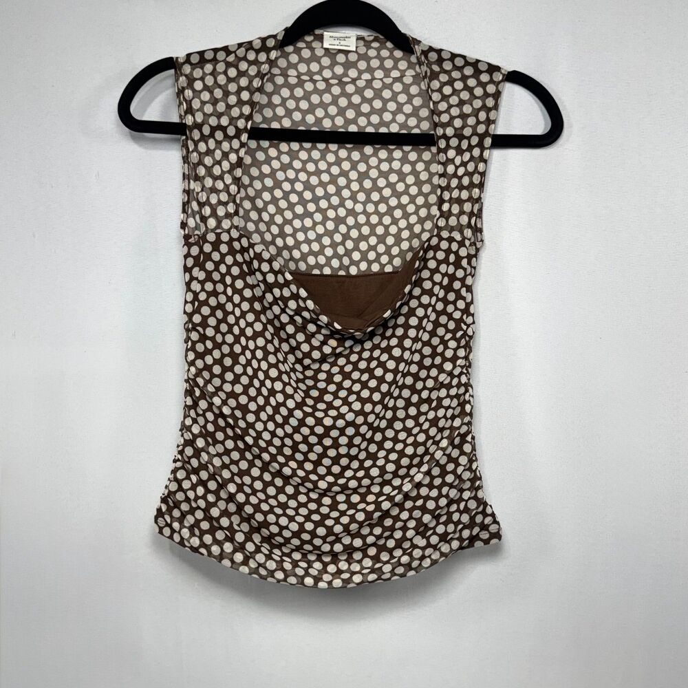 Abercrombie & Fitch Brown Polka Dot Sheer Mesh Tank Top Size S Small - Picture 2 of 8